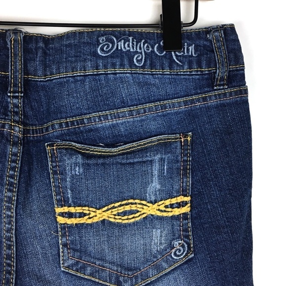 INDIGO REIN Jean Shorts Cut Off Distressed Raw Hem Stretch Denim Size 9 Juniors - Picture 6 of 12